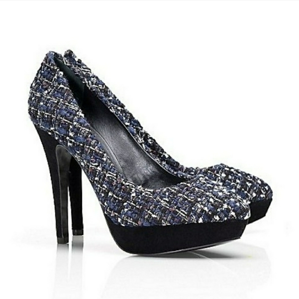 Tory Burch Size 6 Peggy Tweed And Suede High Heels Stilettos Pumps